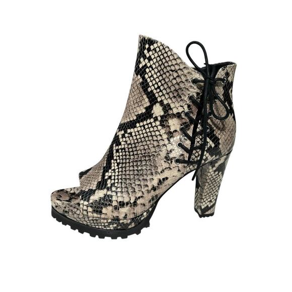 New ALLSAINTS Micaela Suede Lace-Up Boots Size 37 Open Toe Snake Skin - Picture 2 of 9